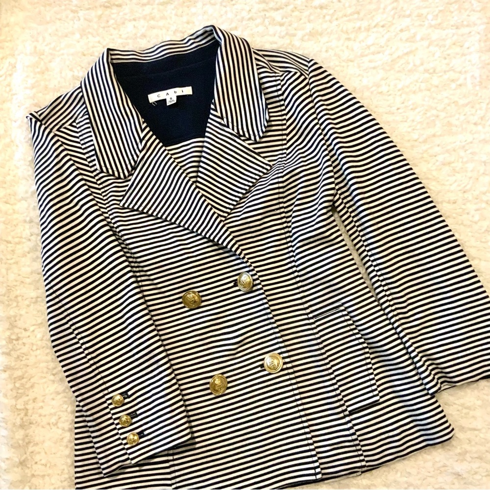 Cabi nautical jacket navy and white size small